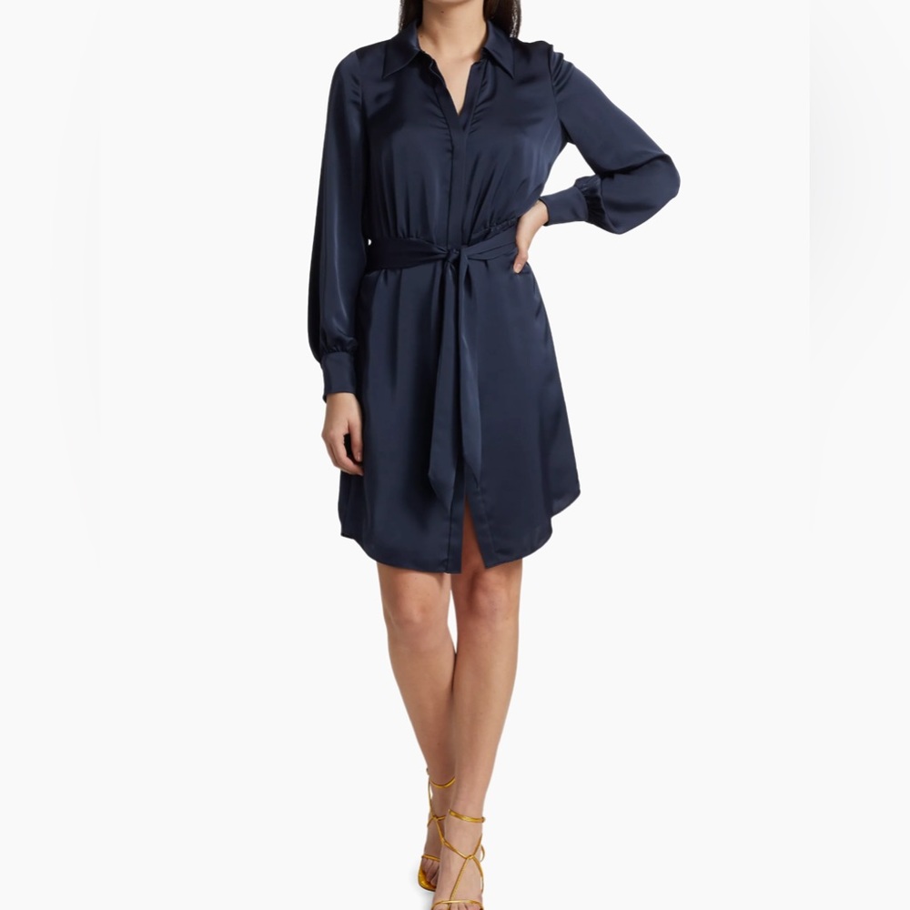 Ramy Brook Alya Tie-front Shirtdress- navy